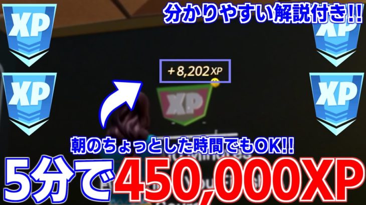 【5分で450,000XP!!】ちょっとした時間で超大量のXPが稼げちゃう最強の島を紹介！【フォートナイト】