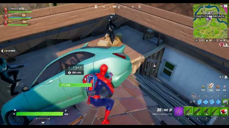 【フォートナイト】車で建築に登って、、、落下！ 【FORTNITE】Car Falling after climbing a house