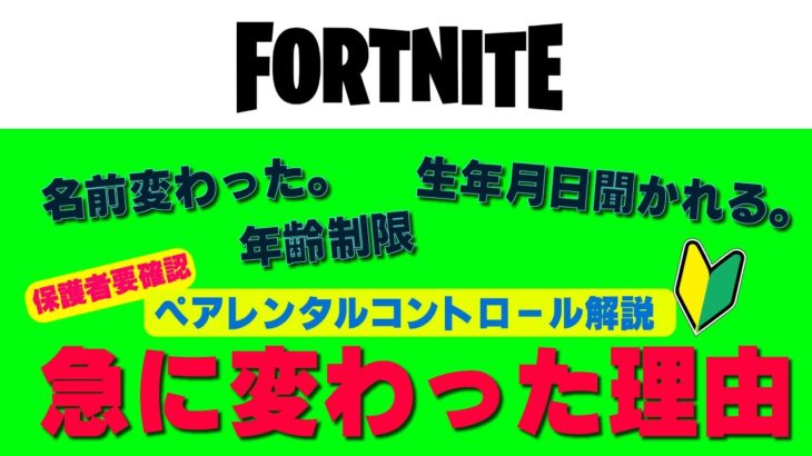 名前が突然変わった！？解除方法は？年齢制限が表示されたら保護者の許可が必要です！【フォートナイト/Fortnite】