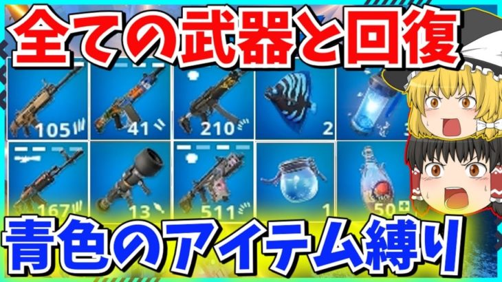 【フォートナイト】武器も回復も青色縛り！！体力の回復が出来ず超激ムズの縛りに？！ビクロイなるか？！【ゆっくり実況/fortnite/フォトナ/ふぉとな】