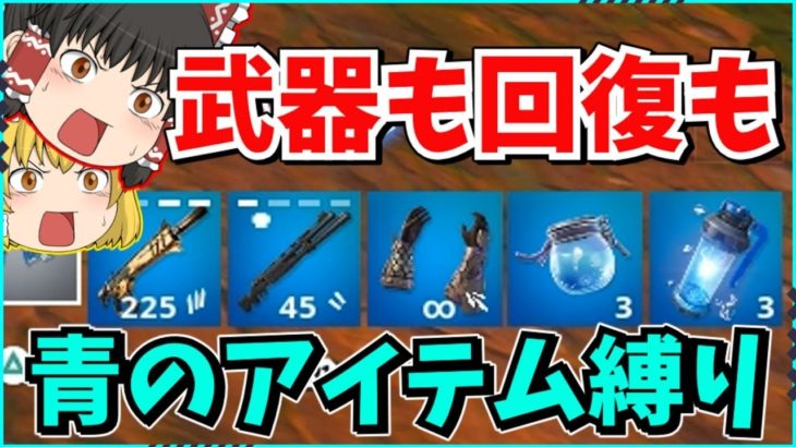 【フォートナイト】使って良いのは「青のアイテム」だけ！！体力が回復できなくて難しい？！でも青色って涼しくていいよね【ゆっくり実況/fortnite/フォトナ/ふぉとな】